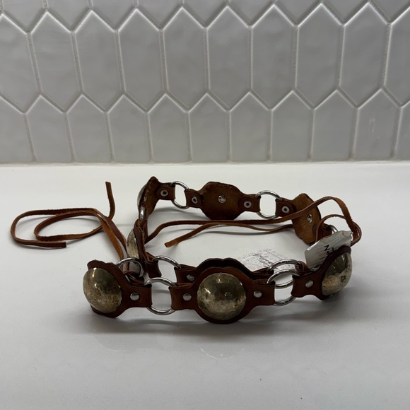 Free People Accessories - NWT Free People Oasis Wrap Belt Brown Leather Concho Tie Belt Boho Hippie Festiv